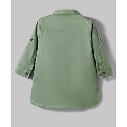 Babyhug 100% Cotton Woven Full Sleeves Solid Pathani Kurta & Pyjama Set - Olive Green