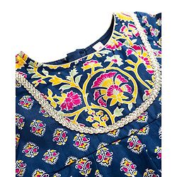 Babyhug Cotton Woven Three Fourth Sleeves Kurta & Palazo Set With Dupatta - Navy Blue