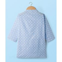 Babyhug Cambric Woven Full Sleeves Printed Kurta Pyjama Set - Blue