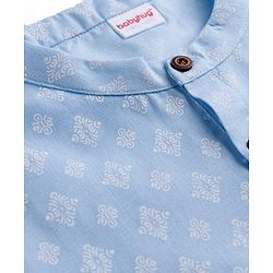 Babyhug Cambric Woven Full Sleeves Printed Kurta Pyjama Set - Blue