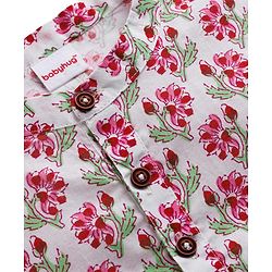 Babyhug Cambric Woven Full Sleeves Kurta Pyjama Set With Floral Print - White