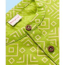 Babyhug Cambric Woven Full Sleeves Kurta Pajama Set with Abstract Print - Green
