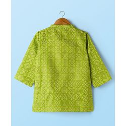Babyhug Cambric Woven Full Sleeves Kurta Pajama Set with Abstract Print - Green