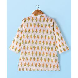 Babyhug Cambric Woven Full Sleeves Kurta Pajama Set with Floral Print - White