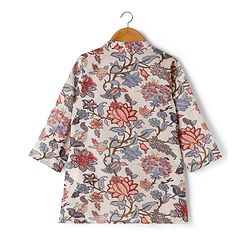 Babyhug Cambric Woven Full Sleeves Kurta Dhoti Set with Floral Print - Off White
