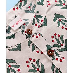 Babyhug Cambric Woven Full Sleeves Kurta Pajama Set with Floral Print - White