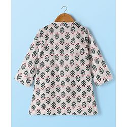 Babyhug Cambric Woven Full Sleeves Kurta Pajama Set with Floral Print - White