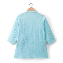 Babyhug 100% Cotton Woven Full Sleeves Goss Solid Kurta & Pyjama Set - Light Blue & White