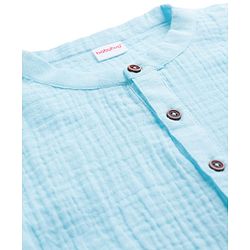 Babyhug 100% Cotton Woven Full Sleeves Goss Solid Kurta & Pyjama Set - Light Blue & White