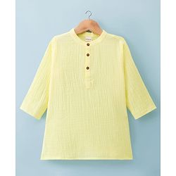 Babyhug 100% Cotton Woven Full Sleeves Goss Solid Kurta & Pyjama Set - Yellow