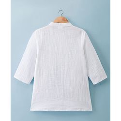 Babyhug 100% Cotton Woven Full Sleeves Goss Solid Kurta & Pyjama Set - White