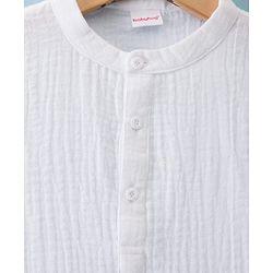 Babyhug 100% Cotton Woven Full Sleeves Goss Solid Kurta & Pyjama Set - White
