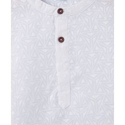 Babyhug Cambric Woven Full Sleeves Imbossed Printed Kurta Pajama Set - White