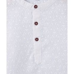 Babyhug Cambric Woven Full Sleeves Imbossed Printed Kurta Pajama Set - White