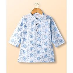 Babyhug Cambric Woven Full Sleeves Embroidered Kurta & Pyjama Set - White