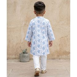 Babyhug Cambric Woven Full Sleeves Embroidered Kurta & Pyjama Set - White
