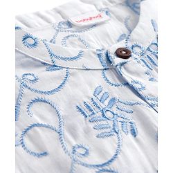 Babyhug Cambric Woven Full Sleeves Embroidered Kurta & Pyjama Set - White