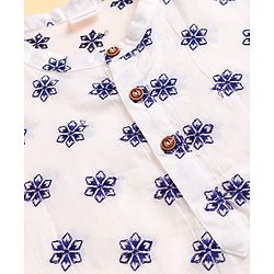 Babyhug Cambric Woven Full Sleeves Floral Printed Kurta Pyjama Set - White