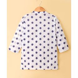 Babyhug Cambric Woven Full Sleeves Floral Printed Kurta Pyjama Set - White