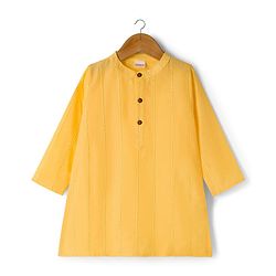 Babyhug 100% Cotton Woven   Cambric Full Sleeves  Embroidered Kurta & Pyjama Set - Yellow