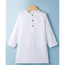 Babyhug 100% Cotton Dobby Woven Full Length Solid Kurta - White