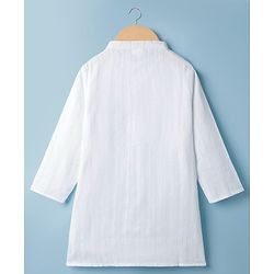 Babyhug 100% Cotton Woven Full Sleeves Embroidered Kurta -White