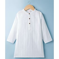 Babyhug 100% Cotton Woven Full Sleeves Embroidered Kurta -White