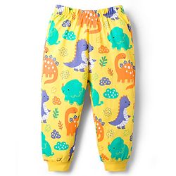Babyhug Cotton Knit Full Sleeves T-Shirt & Lounge Pant Co-ords Night Suit With Dino Print - Yellow