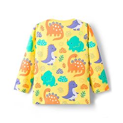 Babyhug Cotton Knit Full Sleeves T-Shirt & Lounge Pant Co-ords Night Suit With Dino Print - Yellow