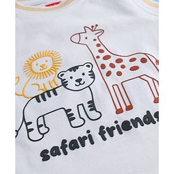 Babyhug 100% Cotton Knit Sleeveless T-Shirt With Animal Print - White