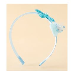 Babyhug Free Size Hair Band With Bow & Sequinned Floral Applique -Light Blue