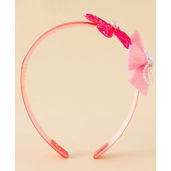 Babyhug Free Size Hair Band With Bow & Sequinned Floral Applique -Light Blue