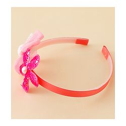 Babyhug Free Size Hair Band With Bow & Sequinned Floral Applique -Light Blue