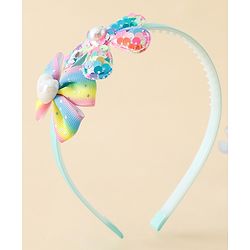 Babyhug Free Size Hair Band With Bow & Sequinned Floral Applique - Multicolour