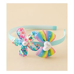 Babyhug Free Size Hair Band With Bow & Sequinned Floral Applique - Multicolour