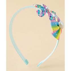 Babyhug Free Size Hair Band With Bow & Sequinned Floral Applique - Multicolour