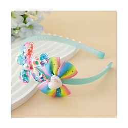 Babyhug Free Size Hair Band With Bow & Sequinned Floral Applique - Multicolour