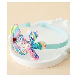 Babyhug Free Size Hair Band With Bow & Sequinned Floral Applique - Multicolour