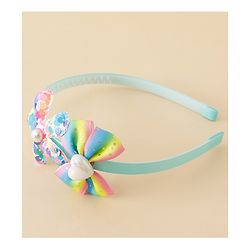 Babyhug Free Size Hair Band With Bow & Sequinned Floral Applique - Multicolour