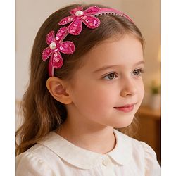 Babyhug Free Size Hair Bands with Floral Applique - Fuchsia