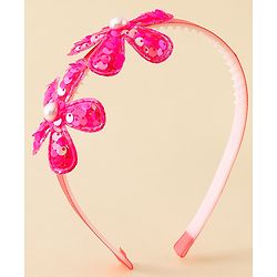 Babyhug Free Size Hair Bands with Floral Applique - Fuchsia