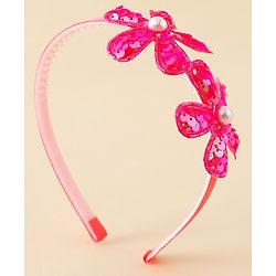 Babyhug Free Size Hair Bands with Floral Applique - Fuchsia