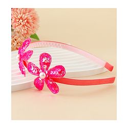 Babyhug Free Size Hair Bands with Floral Applique - Fuchsia