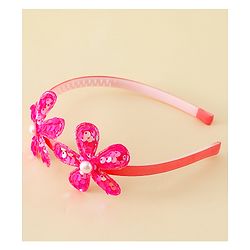 Babyhug Free Size Hair Bands with Floral Applique - Fuchsia
