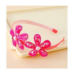 Babyhug Free Size Hair Bands with Floral Applique - Fuchsia