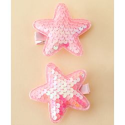 Babyhug Free Size Sequin Star Hair Clips Pack Of 2 - Pink.