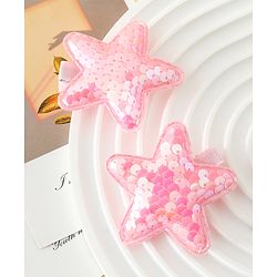Babyhug Free Size Sequin Star Hair Clips Pack Of 2 - Pink.