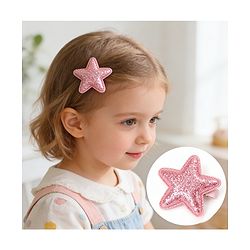 Babyhug Free Size Sequin Star Hair Clips Pack Of 2 - Pink.