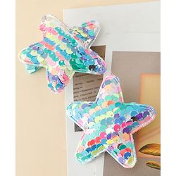 Babyhug Free Size Sequin Star Hair Clips Pack Of 2 - Pink.