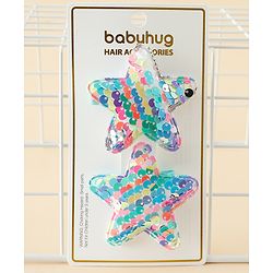 Babyhug Free Size Sequin Star Hair Clips Pack Of 2 - Pink.